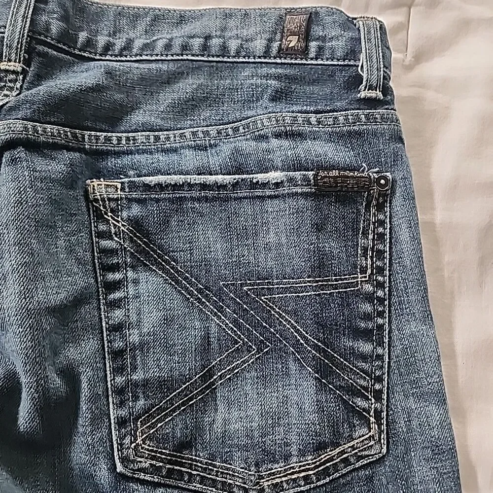 7 For All Mankind Jeans Mens 36x32 Blue Dark Wash Straight Leg Relaxed Austyn
